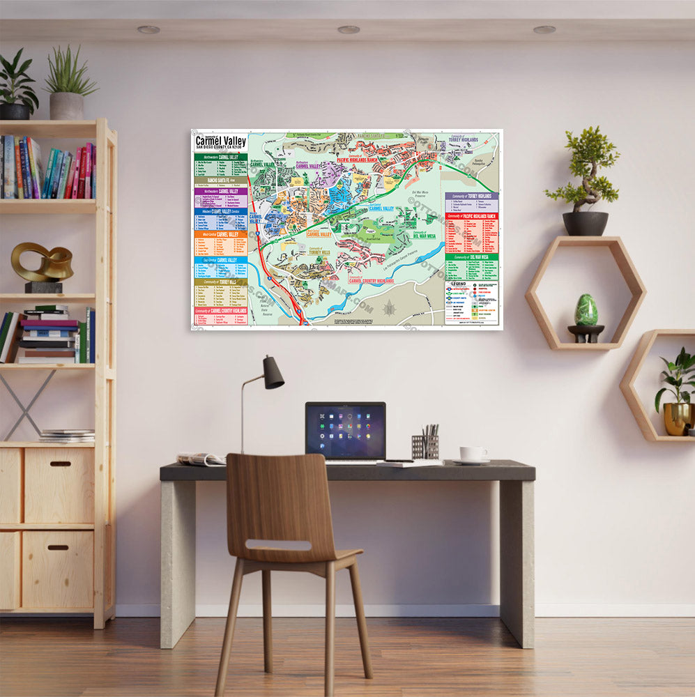 Carmel Valley Map, San Diego County, CA - POSTER PRINTS