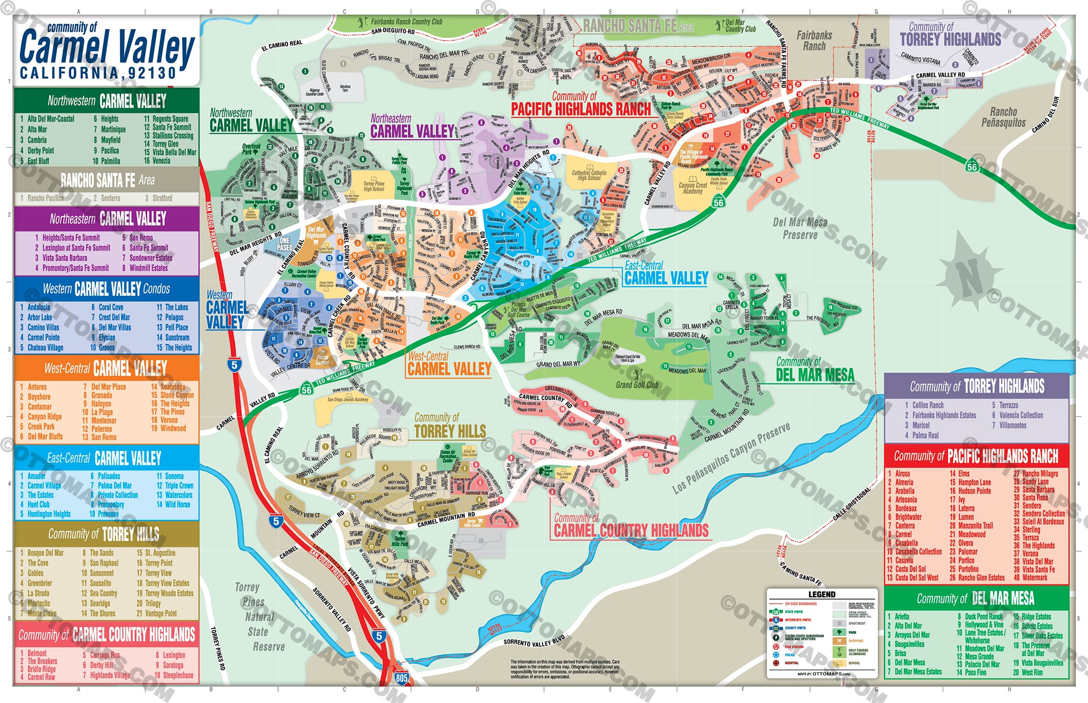 Carmel Valley Map, San Diego County, CA - FILES - PDF and AI Files, editable, vector, royalty free