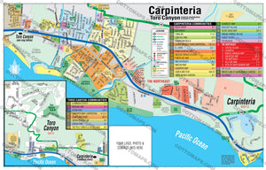 Carpinteria Map and Toro Canyon Map - PDF, editable, royalty free