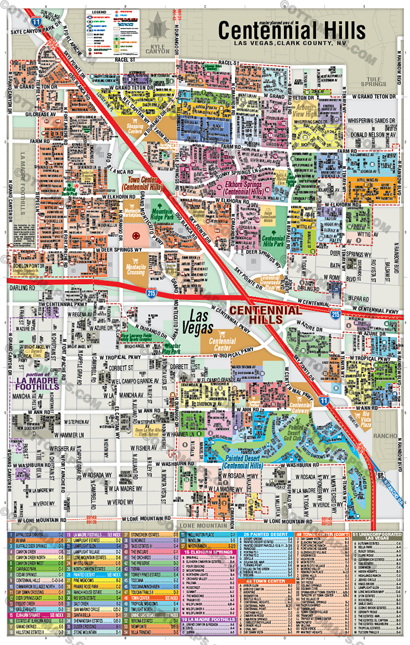 Centennial Hills Map, Las Vegas, NV with NE portion of Centennial Hills - FILES - PDF and AI, editable, vector, royalty free NO BOX