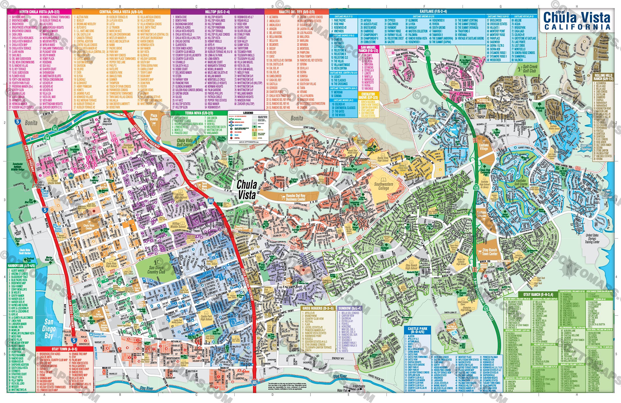 Chula Vista Map, San Diego County, CA - POSTER PRINTS