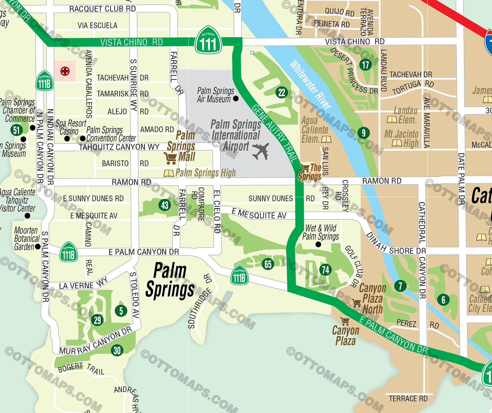 Coachella Valley Map with Golf Index - FILES - PDF and AI Files, editable, vector, royalty free