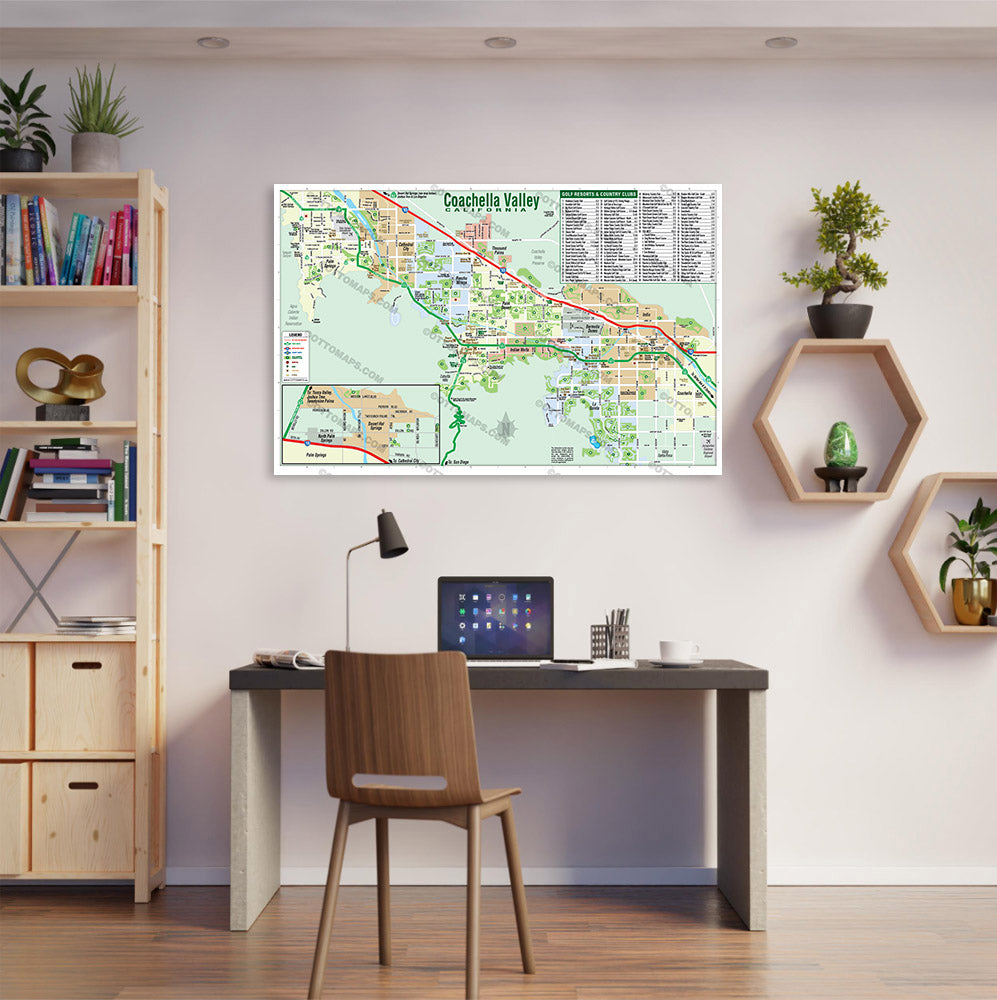 Coachella Valley Map with Golf Index - POSTER PRINTS