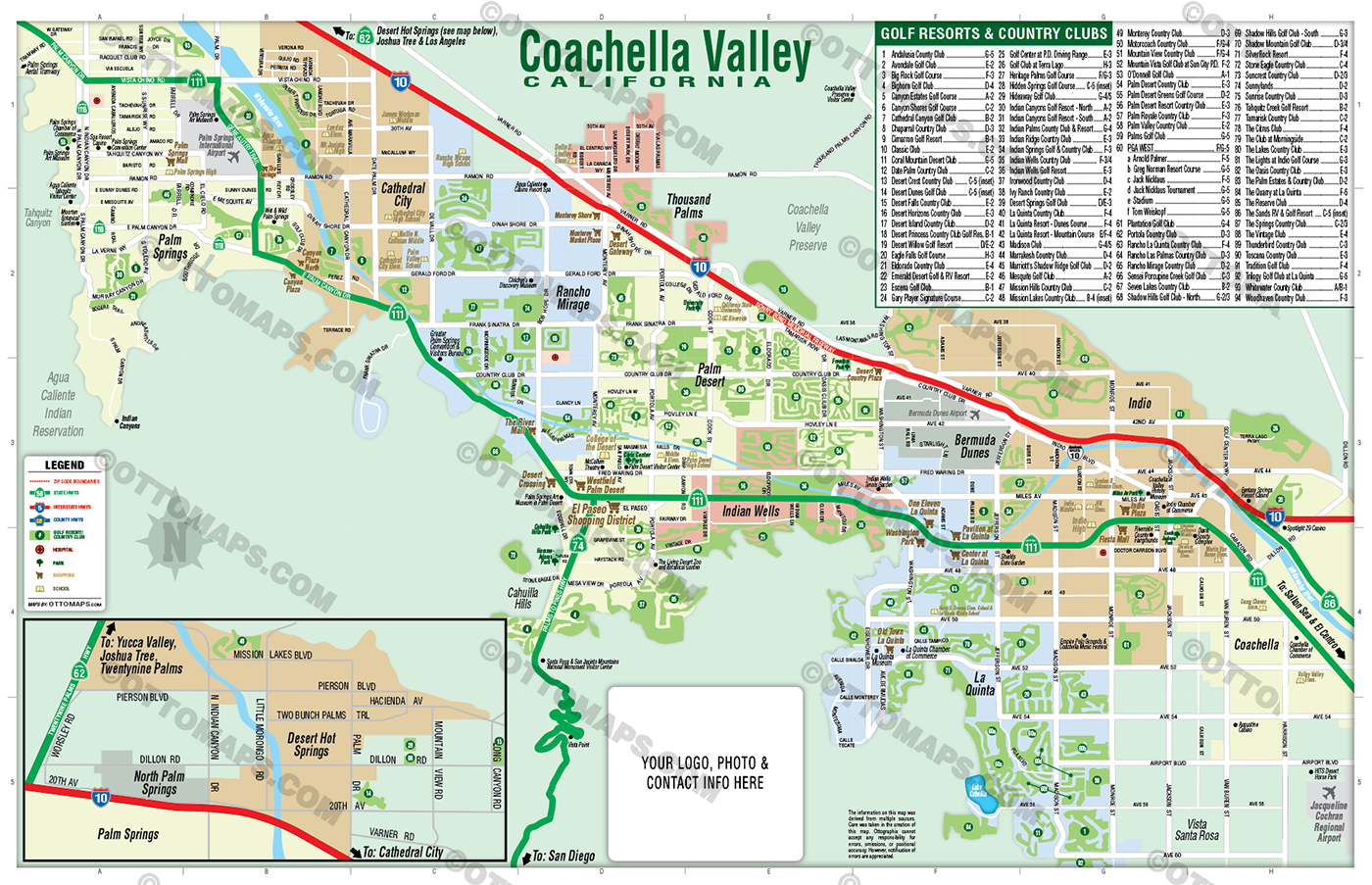 Coachella Valley Map with Golf Index - FILES - PDF and Adobe Illustrator