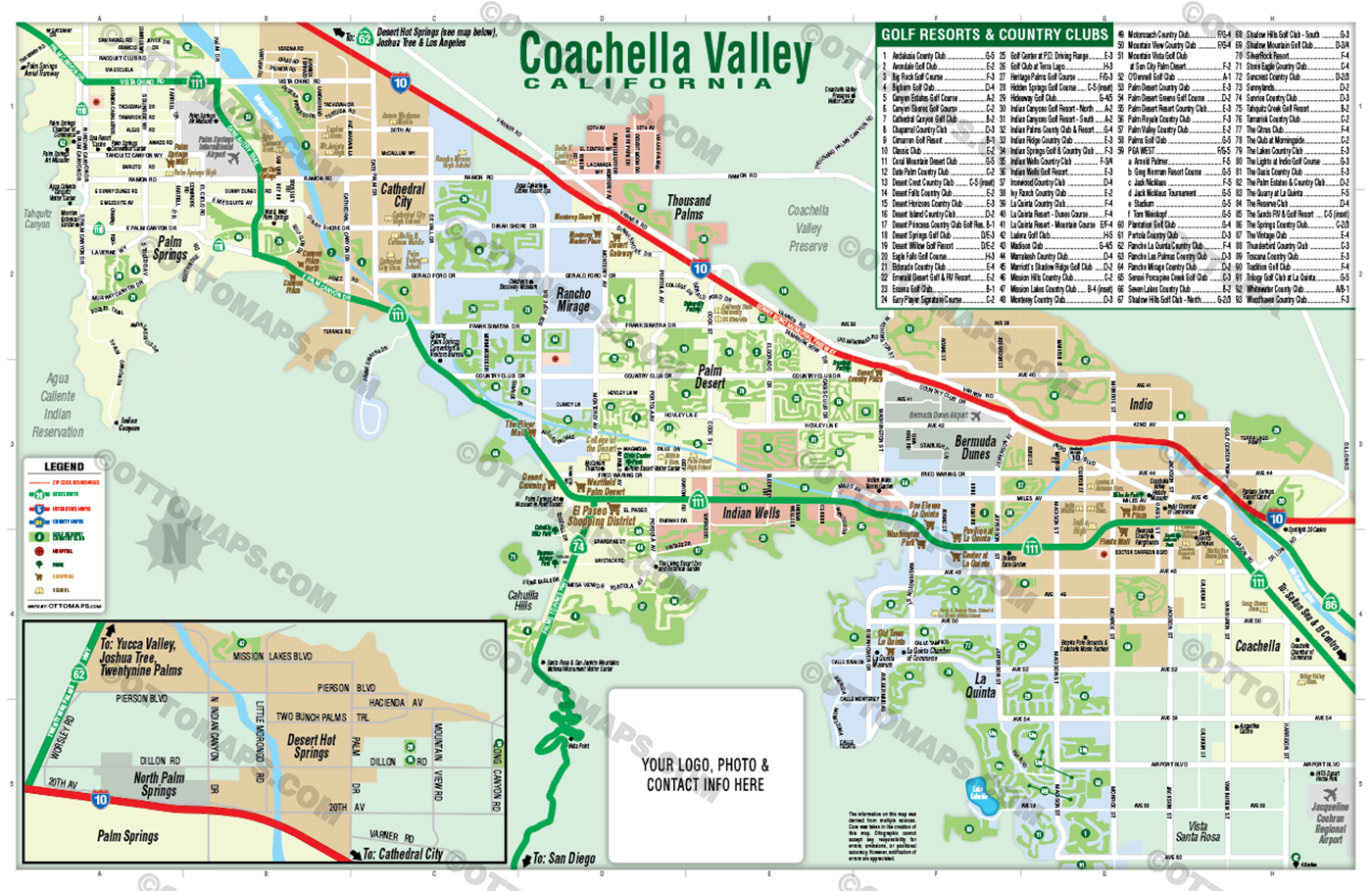 Coachella Valley Map with Golf Index - FILES - PDF and Adobe Illustrator