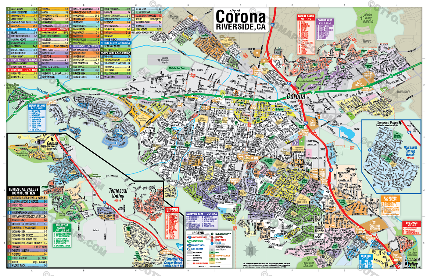 Corona Map with Temescal Valley Map - FILES - PDF and Adobe Illustrator