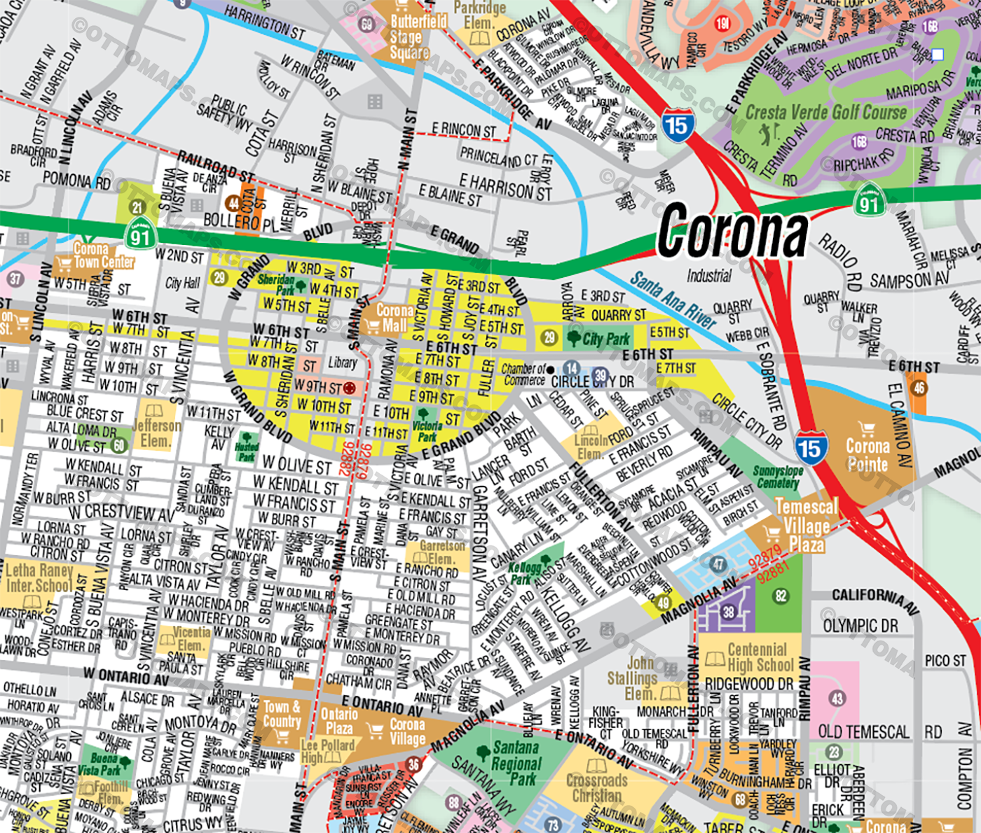 Corona Map with Temescal Valley Map - FILES - PDF and Adobe Illustrator