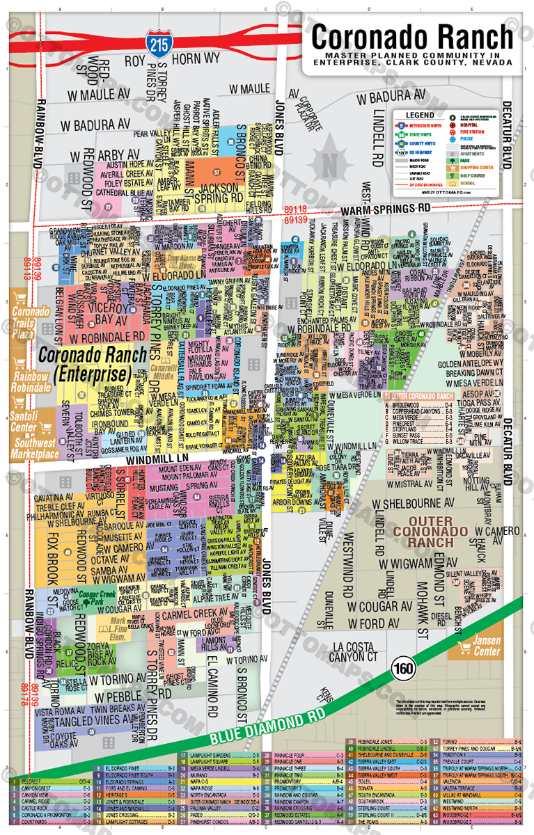Coronado Ranch - Enterprise Map, Clark County, NV - FILES - PDF and Adobe Illustrator - no box
