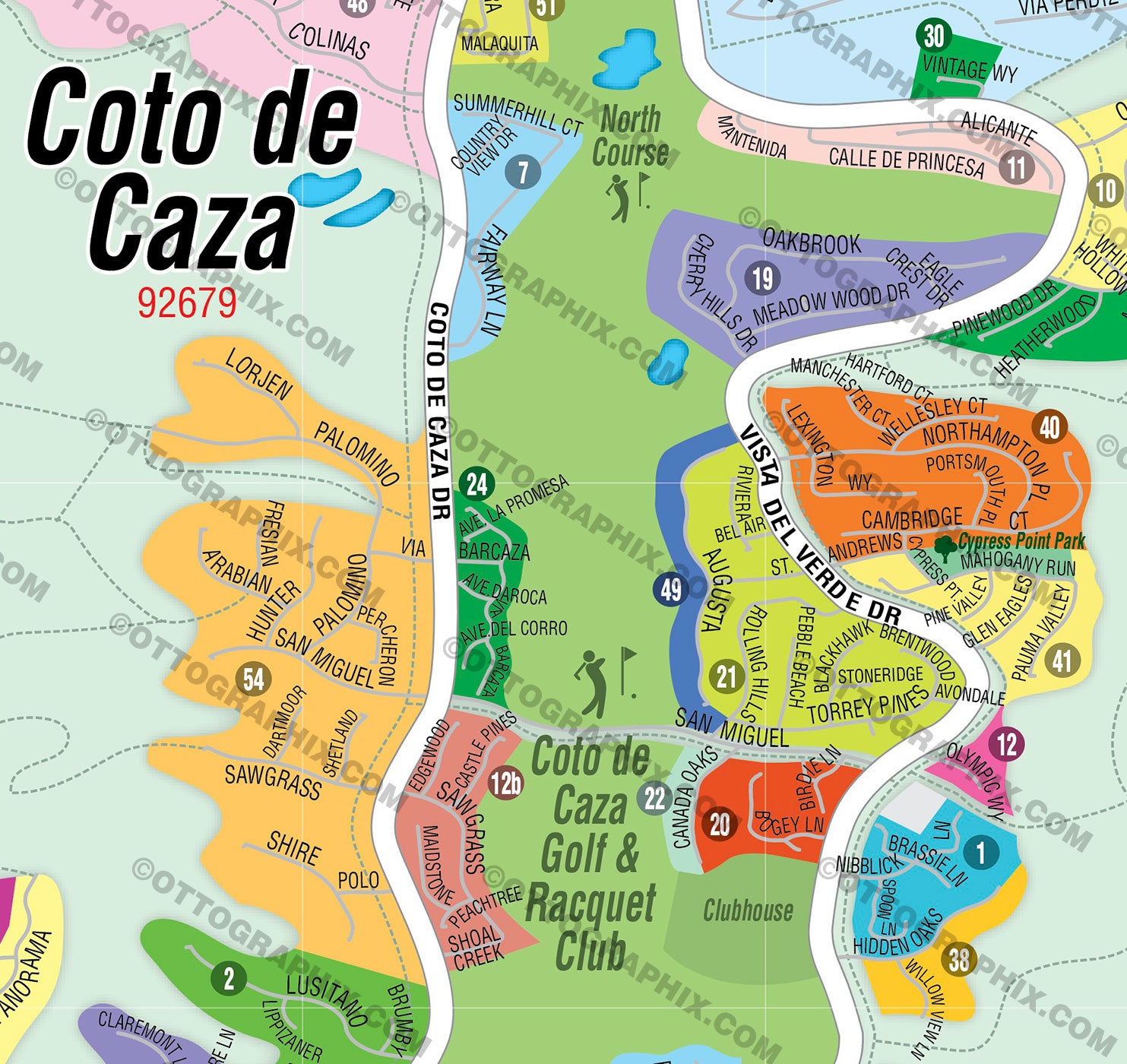 Coto De Caza Map, Orange County, CA - FILES - PDF and AI Files, editable, vector, royalty free