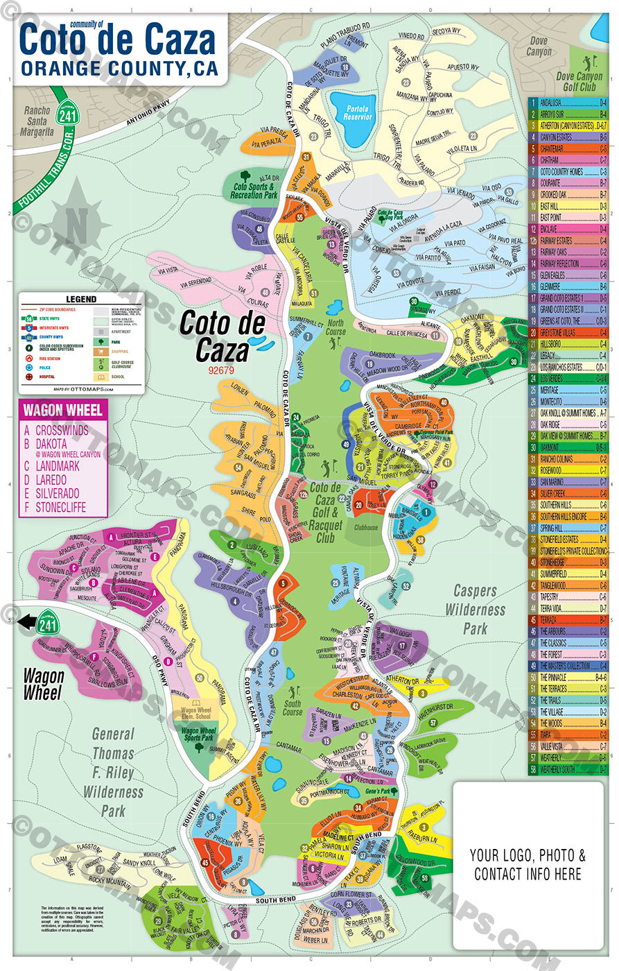 Coto De Caza Map, Orange County, CA - FILES - PDF and AI Files, editable, vector, royalty free