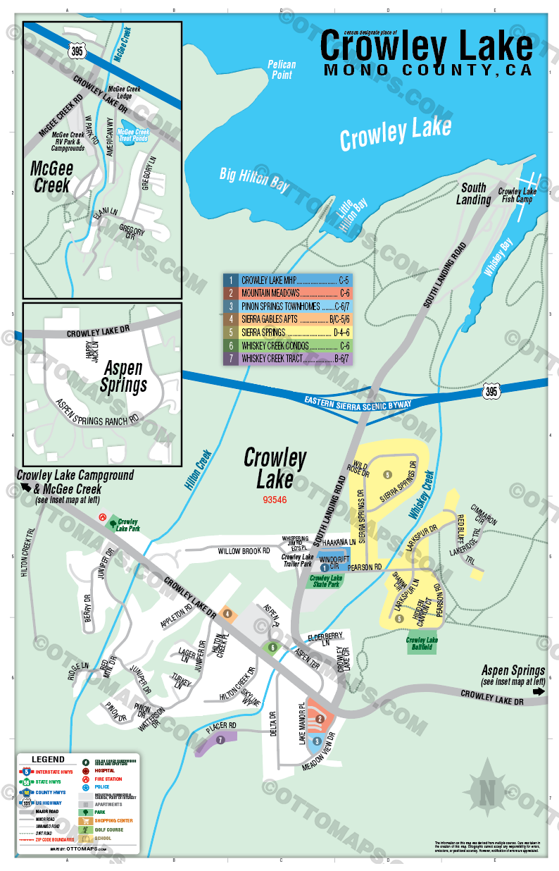 Crowley Lakes Map, Mono County, CA - POSTER PRINTS