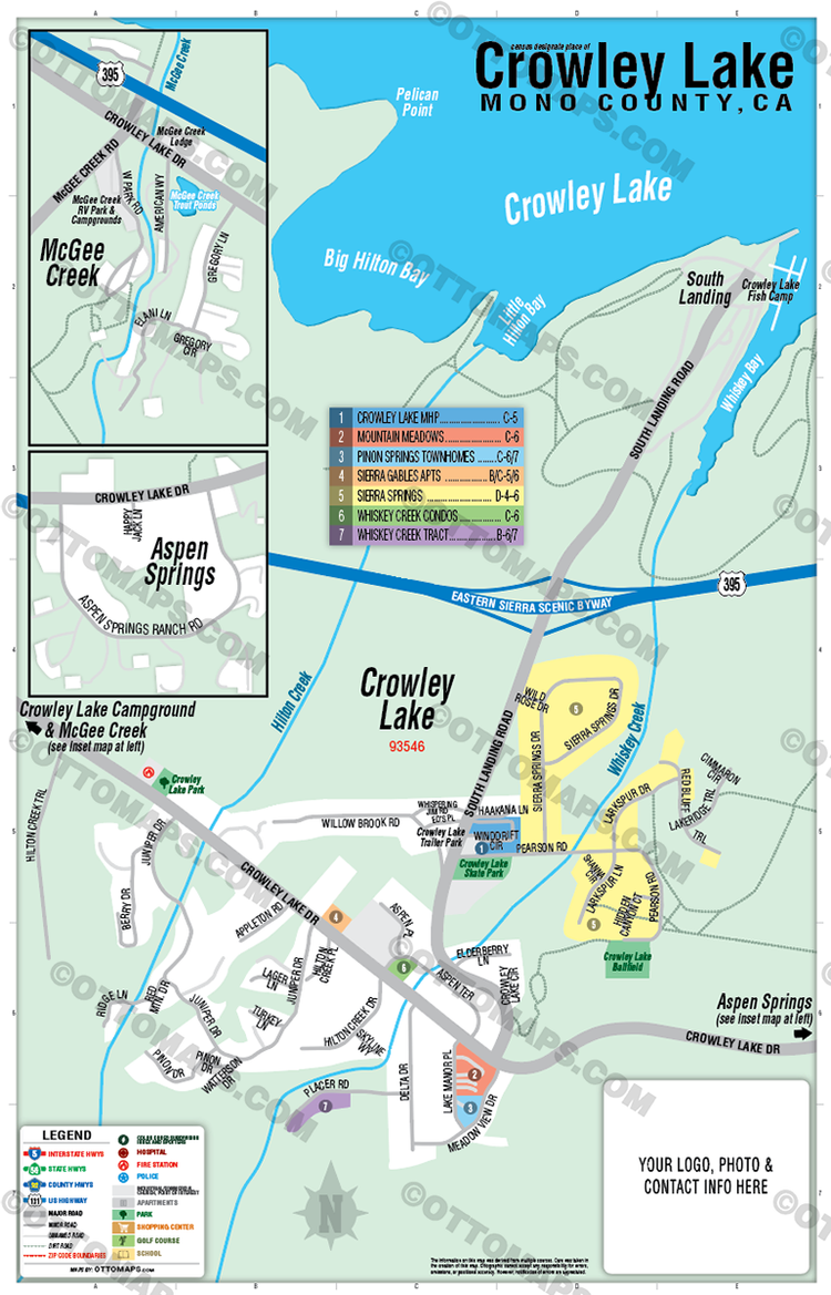 Crowley Lake Map, Mono County, CA - FILES - PDF and Adobe Illustrator ...