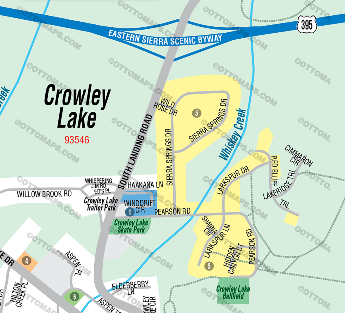 Crowley Lakes Map, Mono County, CA - FILES - PDF and Adobe Illustrator - zoom
