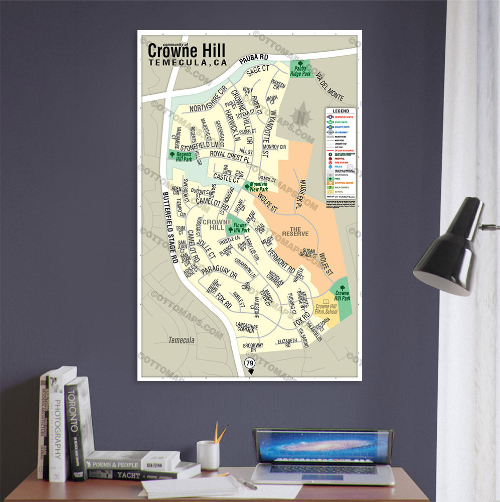 Crowne Hill Map, Temecula, CA - POSTER PRINTS