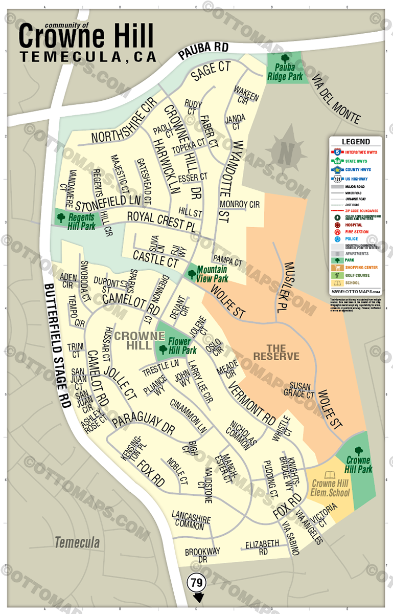 Crowne Hill Map, Temecula, CA - FILES - PDF and Adobe Illustrator