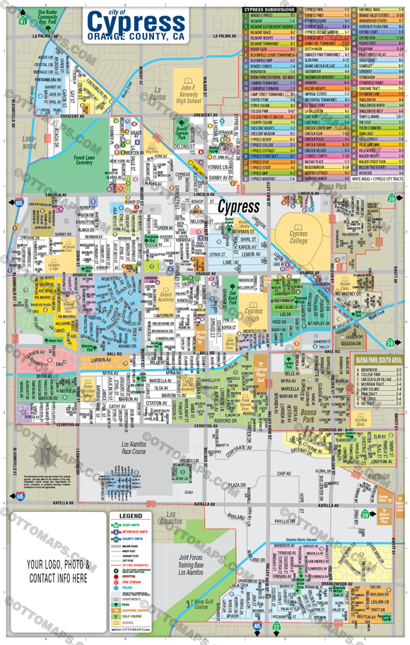 Cypress Map - PDF, editable, royalty free