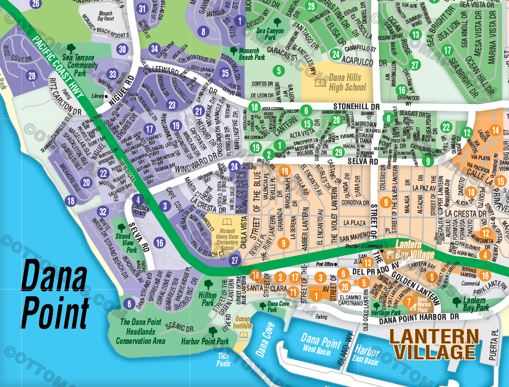 Dana Point Map, Orange County, CA - FILES - PDF and Adobe Illustrator - zoom