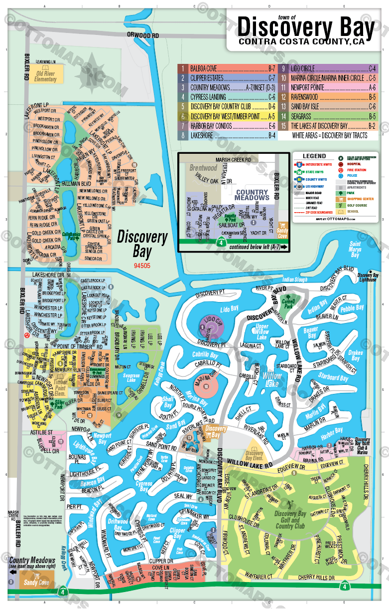 Discovery Bay Map, Contra Costa County, CA - FILES - PDF and Adobe Illustrator - no box