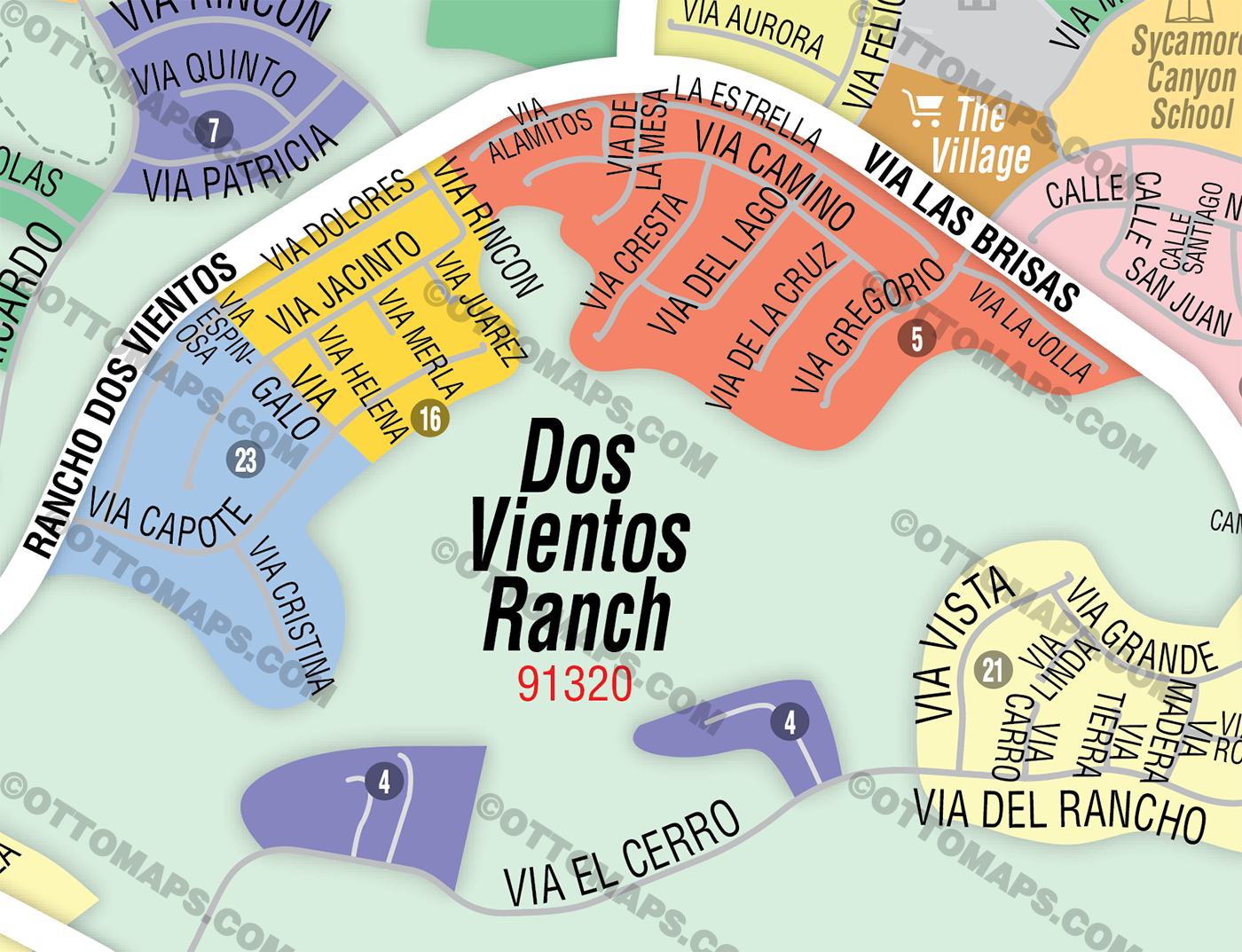 Dos Vientos Ranch Map, Newbury Park, Ventura County - FILES - PDF and AI, editable, vector, royalty free