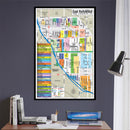 East Hollywood Map, San Diego County, CA - POSTER PRINTS - with frame
