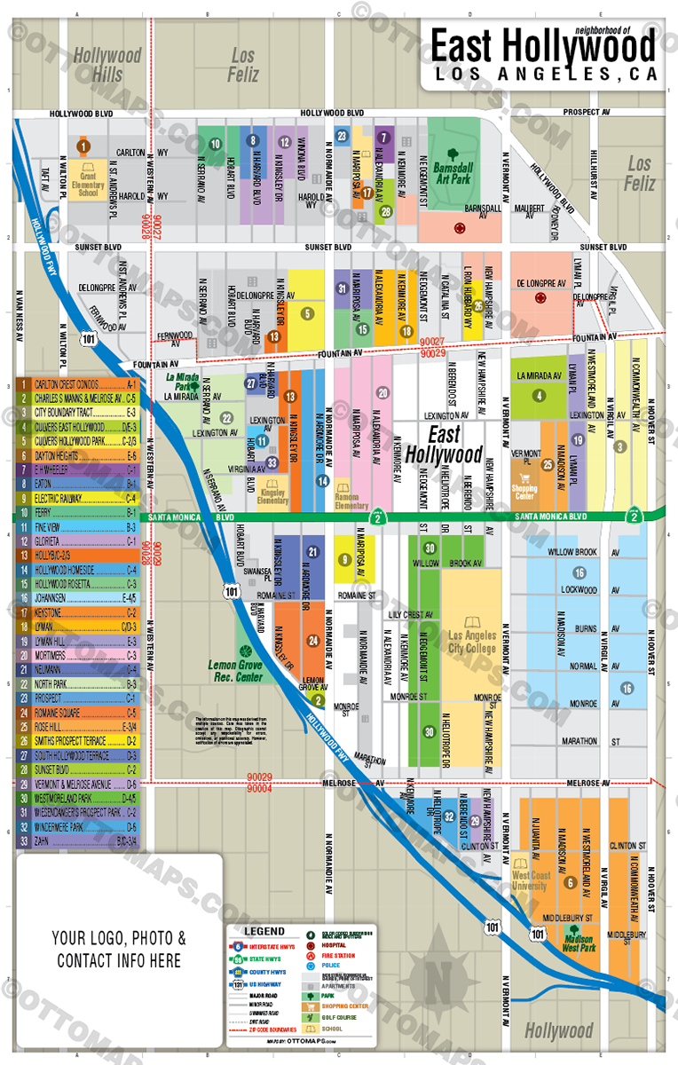 East Hollywood Map, Los Angeles County, CA - FILES - PDF and Adobe Illustrator
