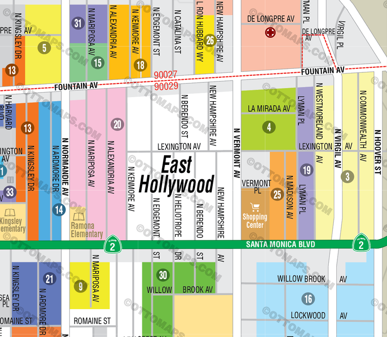 East Hollywood Map, Los Angeles County, CA - FILES - PDF and Adobe Illustrator