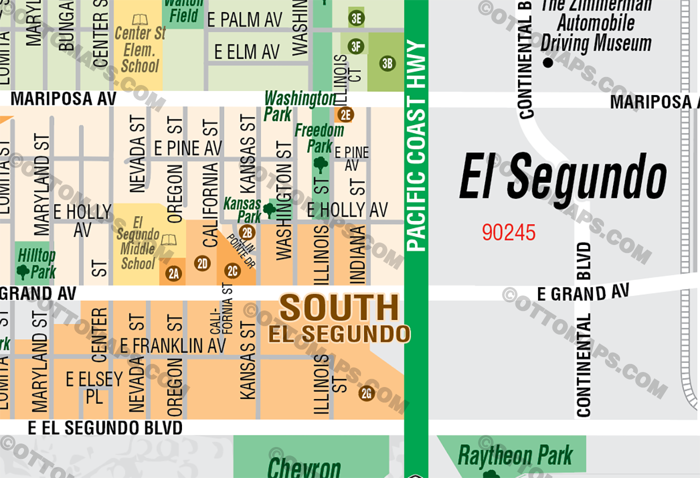 El Segundo Map, Los Angeles County, CA - FILES - PDF and AI, editable, layered, vector, royalty free