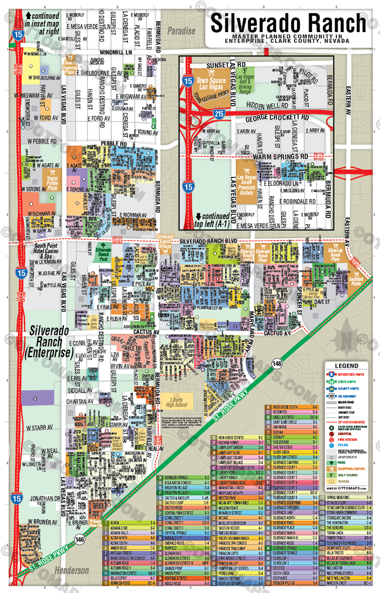 Silverado Ranch - Enterprise Map, Clark County, NV - POSTER PRINTS
