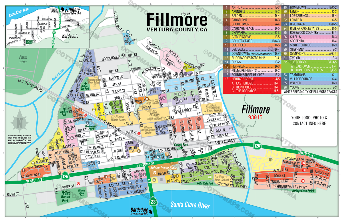 Fillmore Map, Ventura County, CA - FILES - PDF and Adobe Illustrator ...