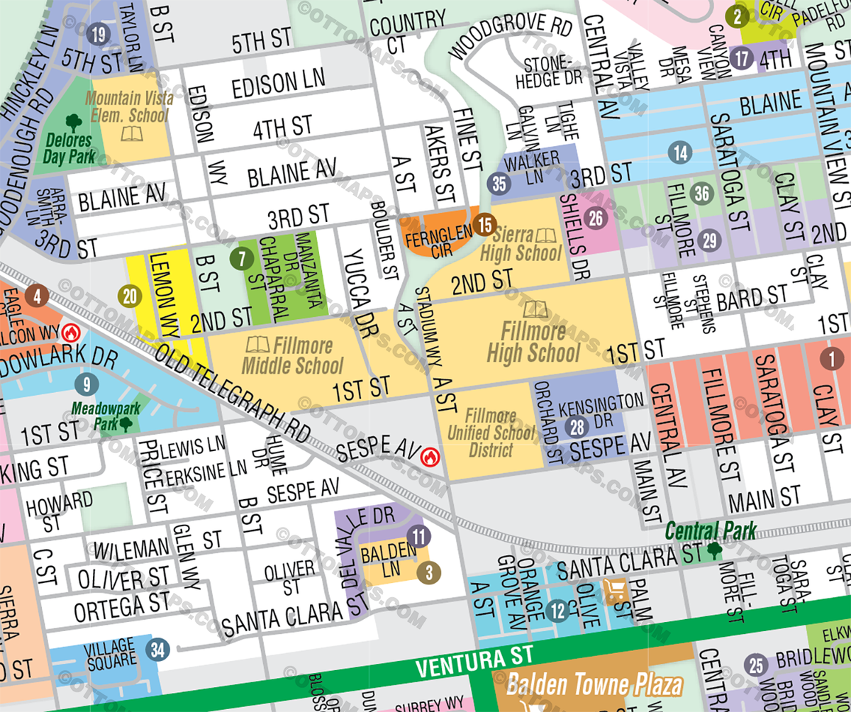 Fillmore Map, Ventura County, CA - FILES - PDF and Adobe Illustrator ...