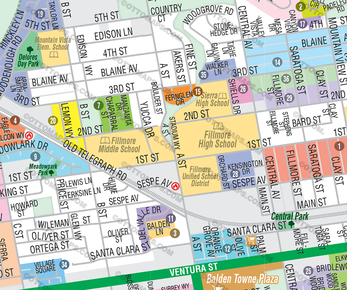 Fillmore Map, Ventura County, CA - FILES - PDF and Adobe Illustrator