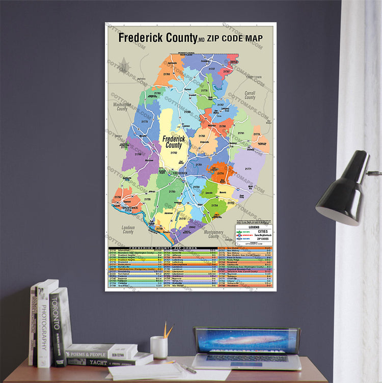 Frederick County Zip Code Map, MD - POSTER PRINTS – Otto Maps