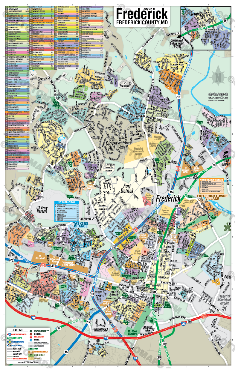 Frederick Map, Frederick County, MD - POSTER PRINTS