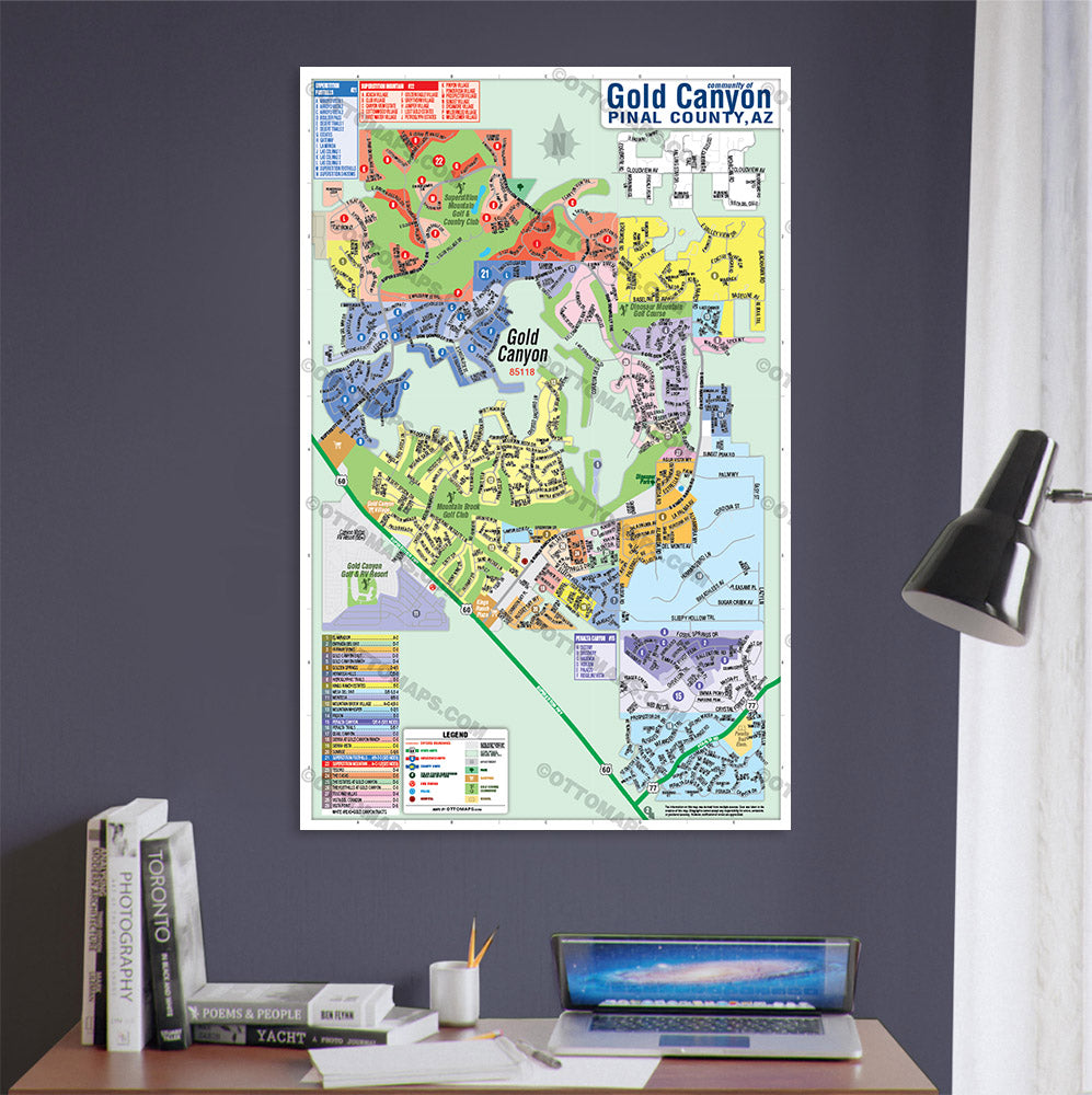 Gold Canyon Map, Pinal County, Arizona - POSTER PRINTS