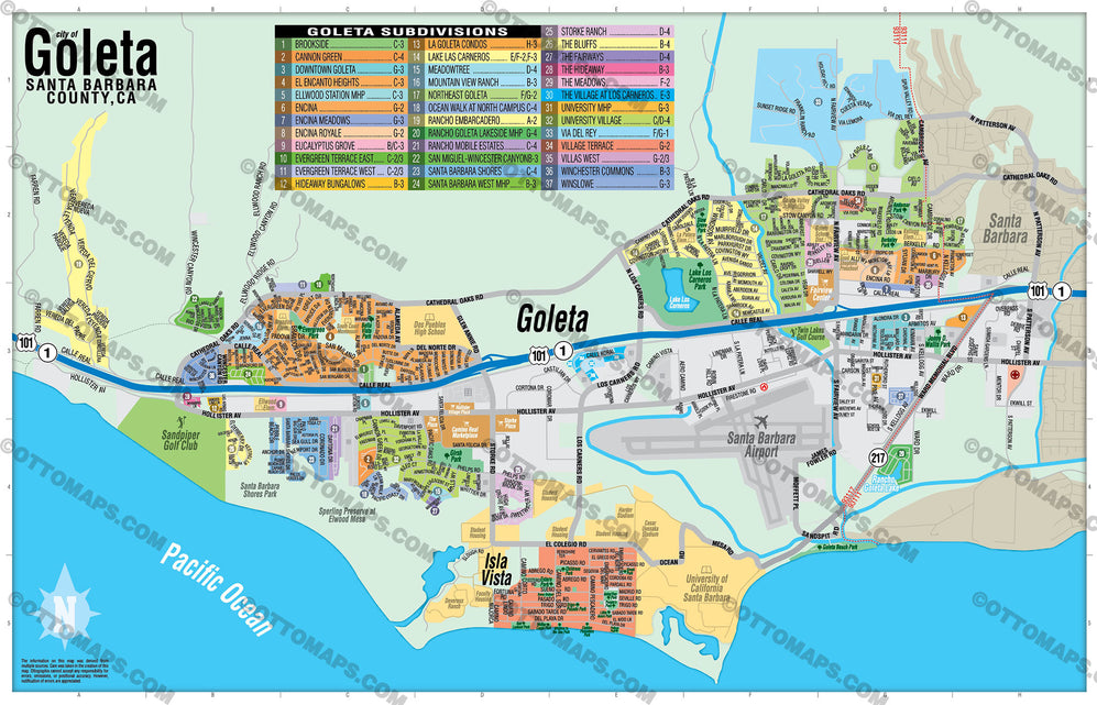 Goleta Map, Santa Barbara County, CA - POSTER PRINTS