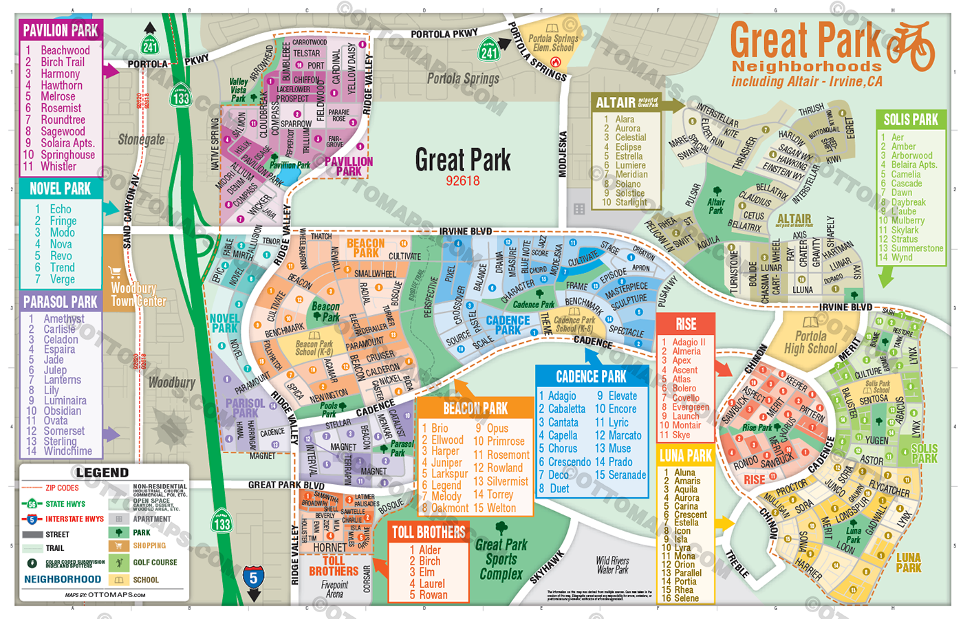 Great Park Map, Irvine, CA - includes Altair - FILES - PDF and Adobe Illustrator