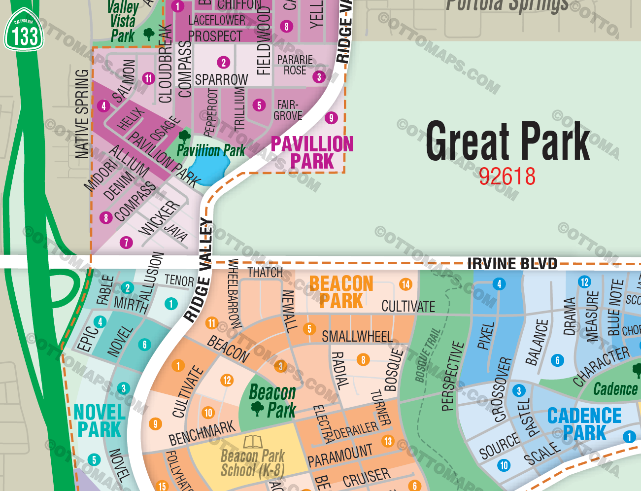 Great Park Map, Irvine, CA - includes Altair - FILES - PDF and Adobe Illustrator