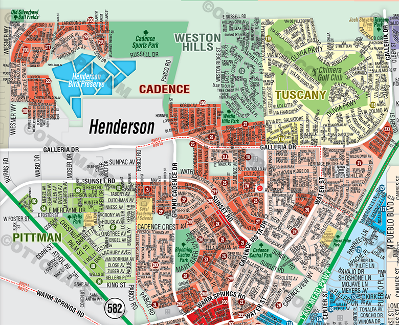 Henderson Map - EAST, Clark County, NV - FILES - PDF and AI, editable, vector, royalty free