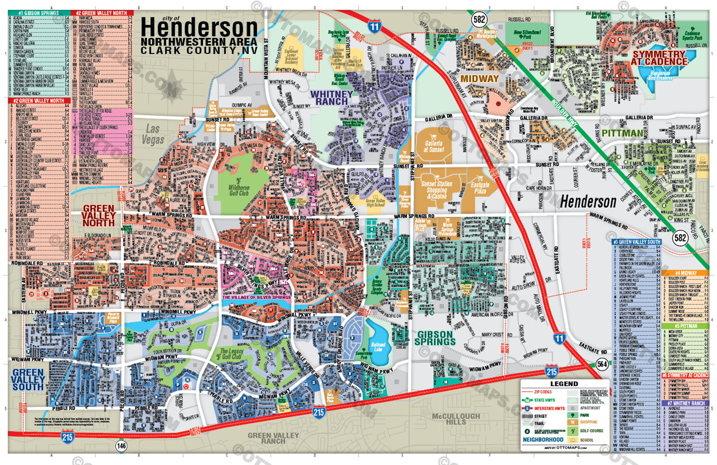 Henderson Map - NORTHWEST, Clark County, NV - FILES - PDF and AI, editable, vector, royalty free