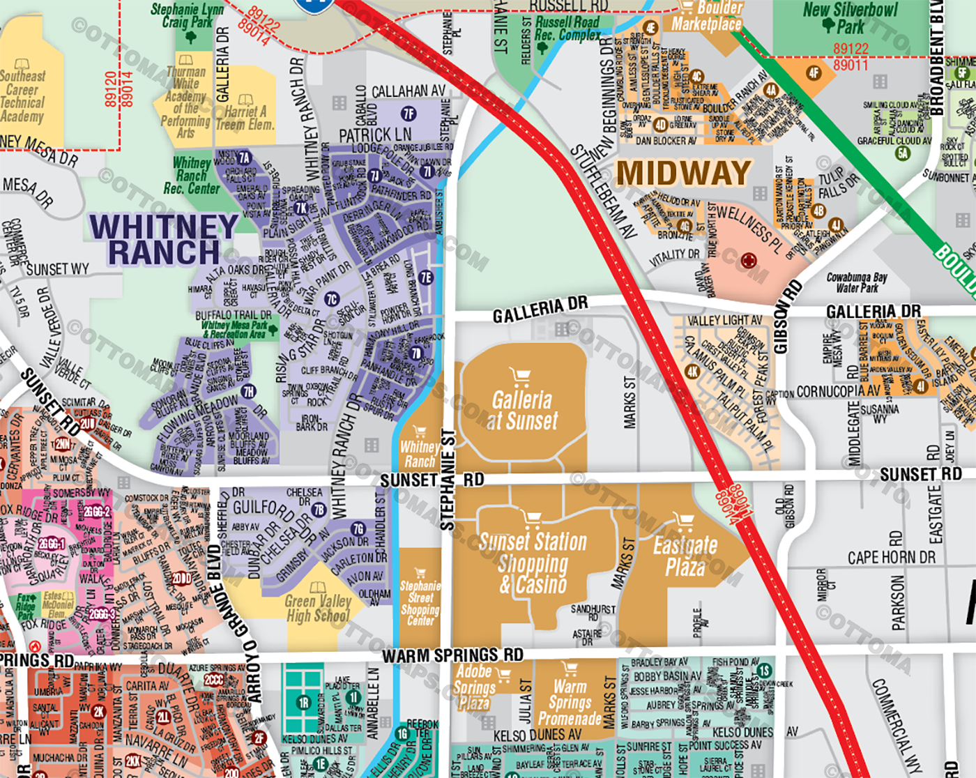 Henderson Map - NORTHWEST, Clark County, NV - FILES - PDF and AI, editable, vector, royalty free