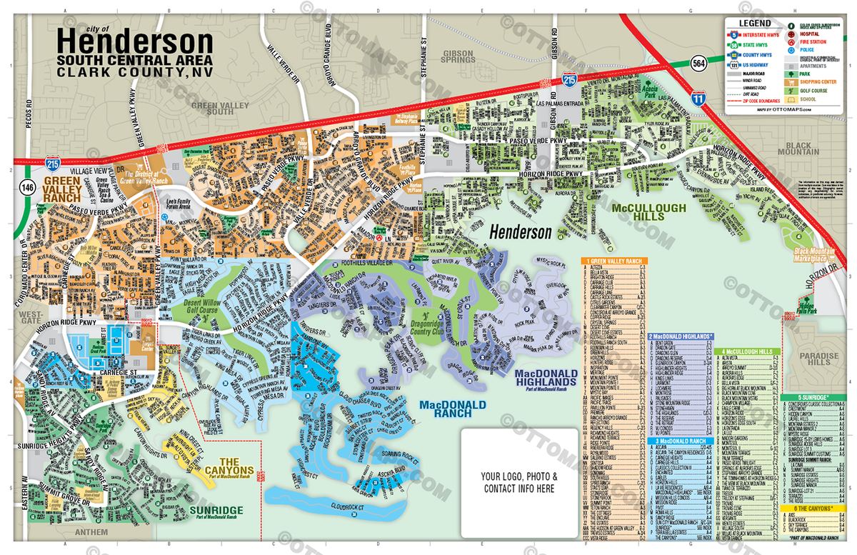 Henderson Indianamap Henderson Map - SOUTH CENTRAL, Clark County, NV - FILES - PDF and AI ...