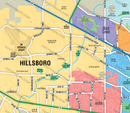 Hillsboro Map with Beaverton, Washington County, OR - FILES - PDF and Adobe Illustrator - zoom