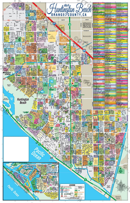 Huntington Beach Map-FULL, Orange County, CA - FILES - PDF and AI, edi ...