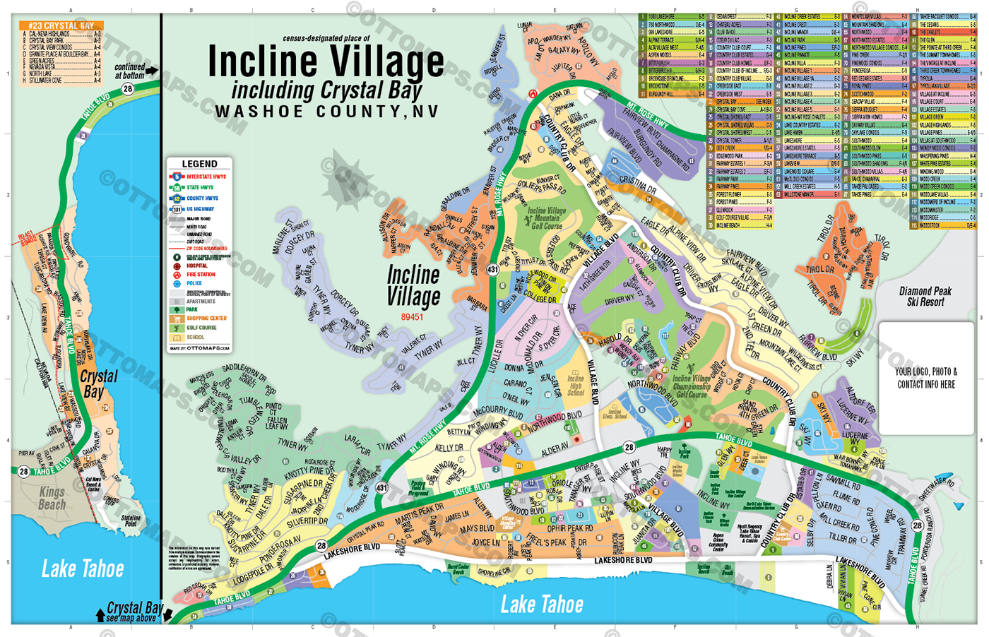 Incline Village Map, Washoe County, NV - FILES - PDF and Adobe Illustrator