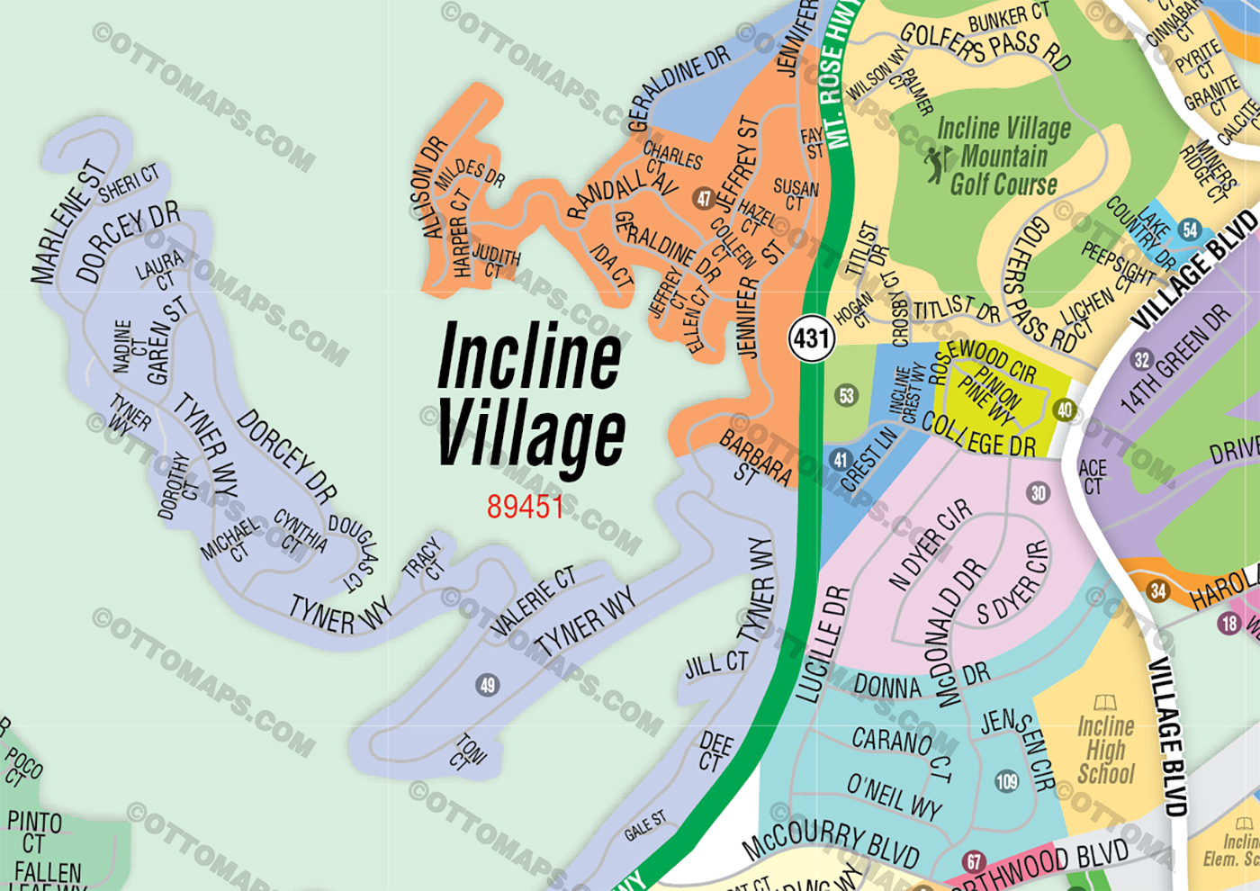 Incline Village Map, Washoe County, NV - FILES - PDF and Adobe Illustrator