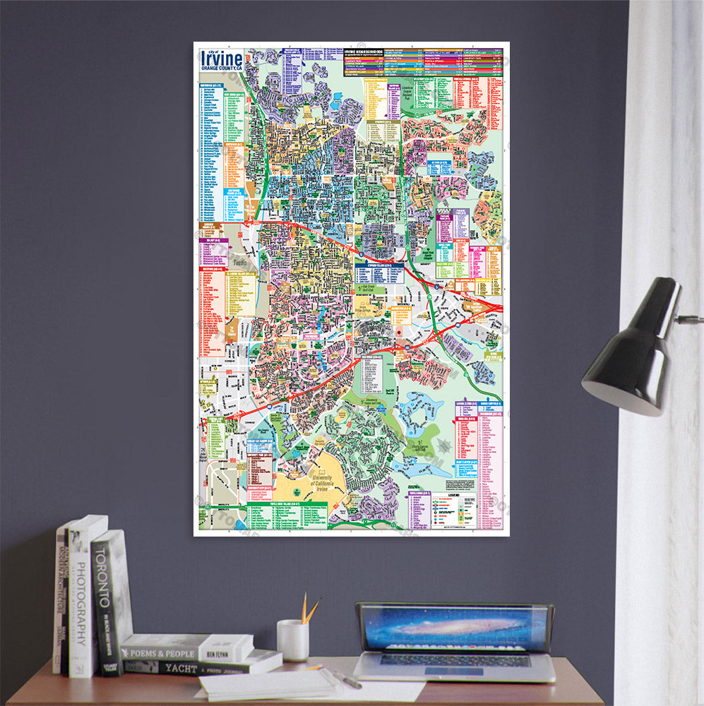 Irvine Map, Orange County, CA - POSTER PRINTS