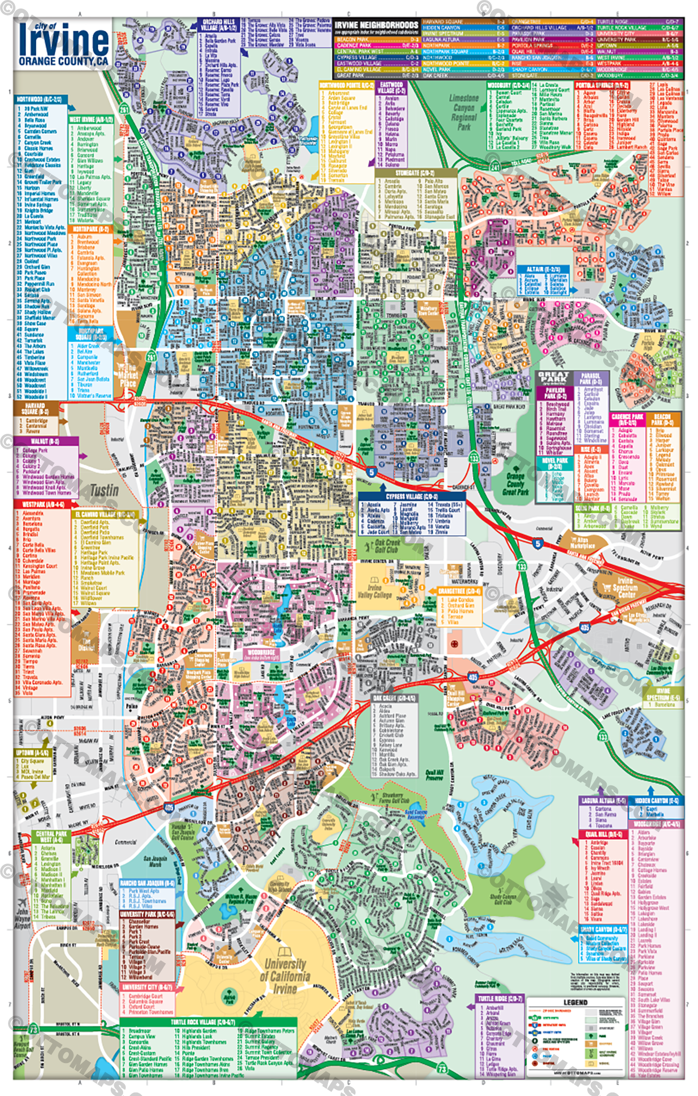 Irvine Map, Orange County, CA - POSTER PRINTS