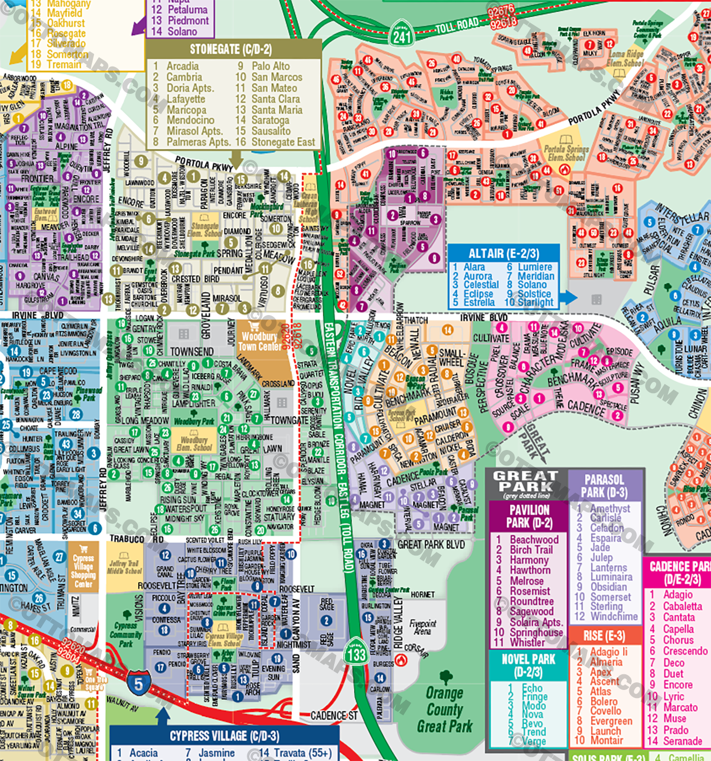 Irvine Map, Orange County, CA - FILES - PDF and AI Files, editable, vector, royalty free