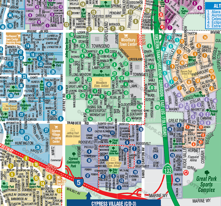 Irvine Map, Orange County, CA - FILES - PDF and AI Files, editable, vector