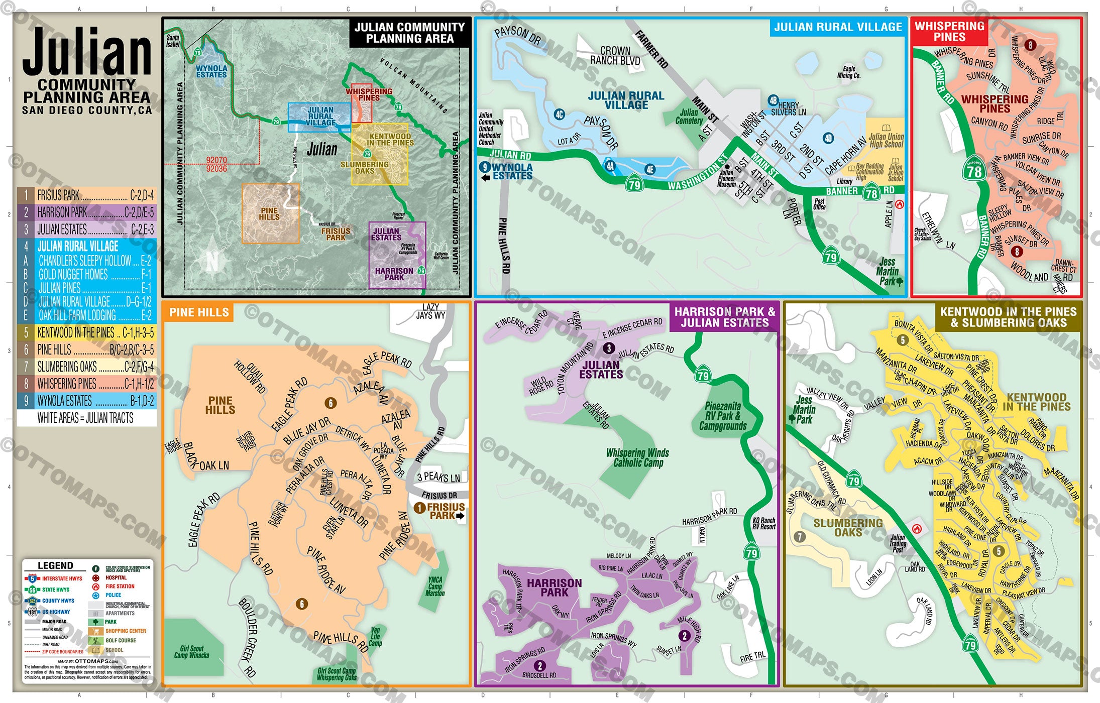 Julian Map, Julian Community Planning Area - PDF, editable, royalty free